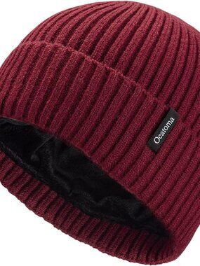 Unisex Wine Warm Knit Winter Pull-On Cuffed Beanie Soft Classic Ski Skull Cap